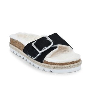 J/Slides Linda Faux Fur-Lined Suede Espadrille Slides